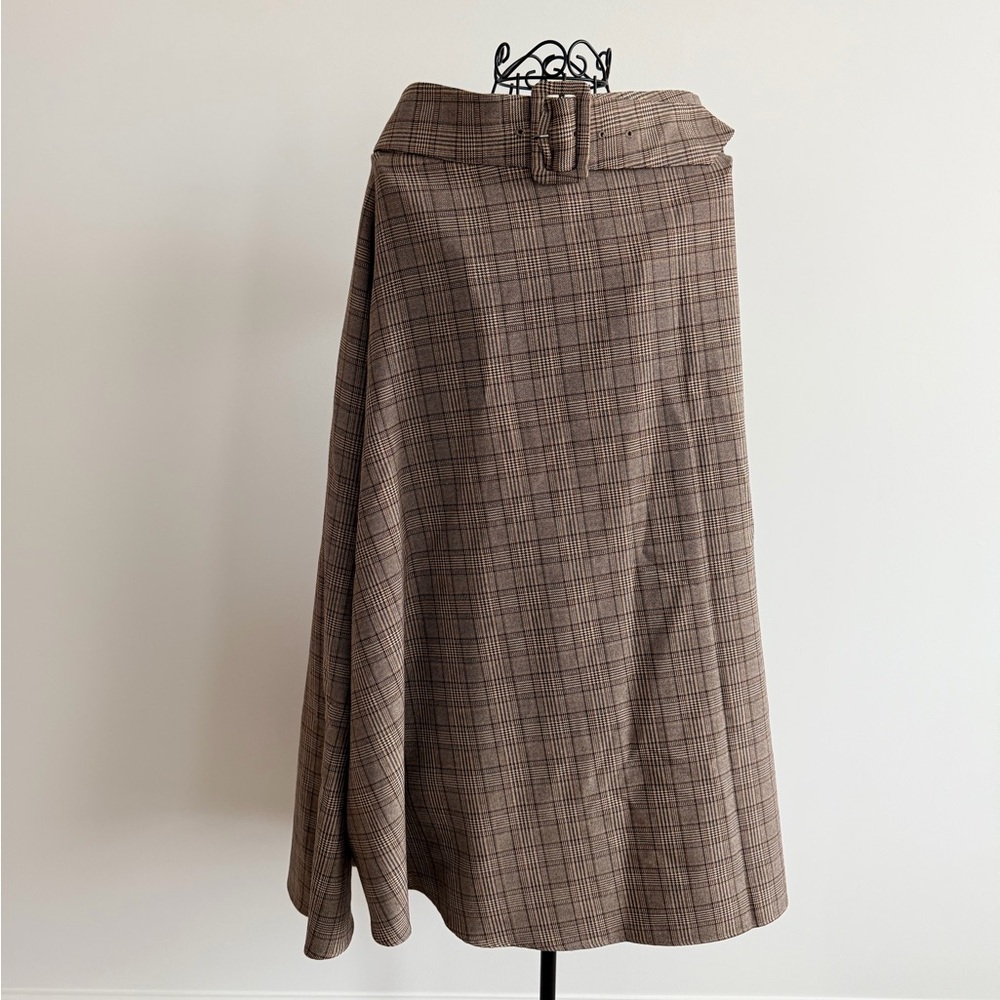 Tommy Hilfiger Brown Checkered A-Line Skirt